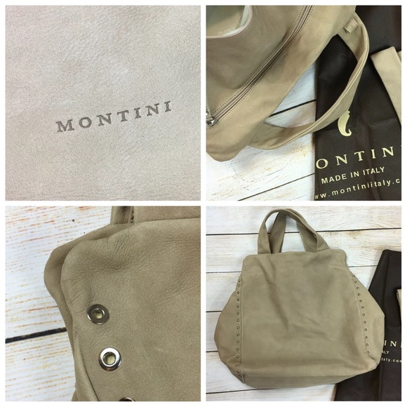 Montini beige leather handbag from Italy NEW - Picture 8 of 8